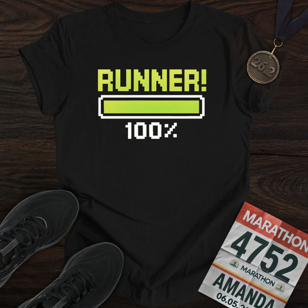 Printify T-Shirt Black / S 100% Runner -3- T-Shirt