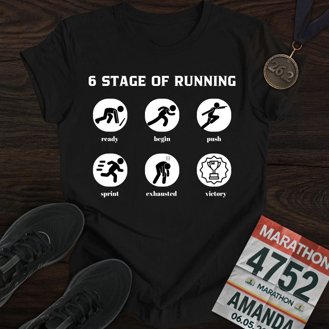 Printify T-Shirt Black / S 6 Stage of Running T-Shirt