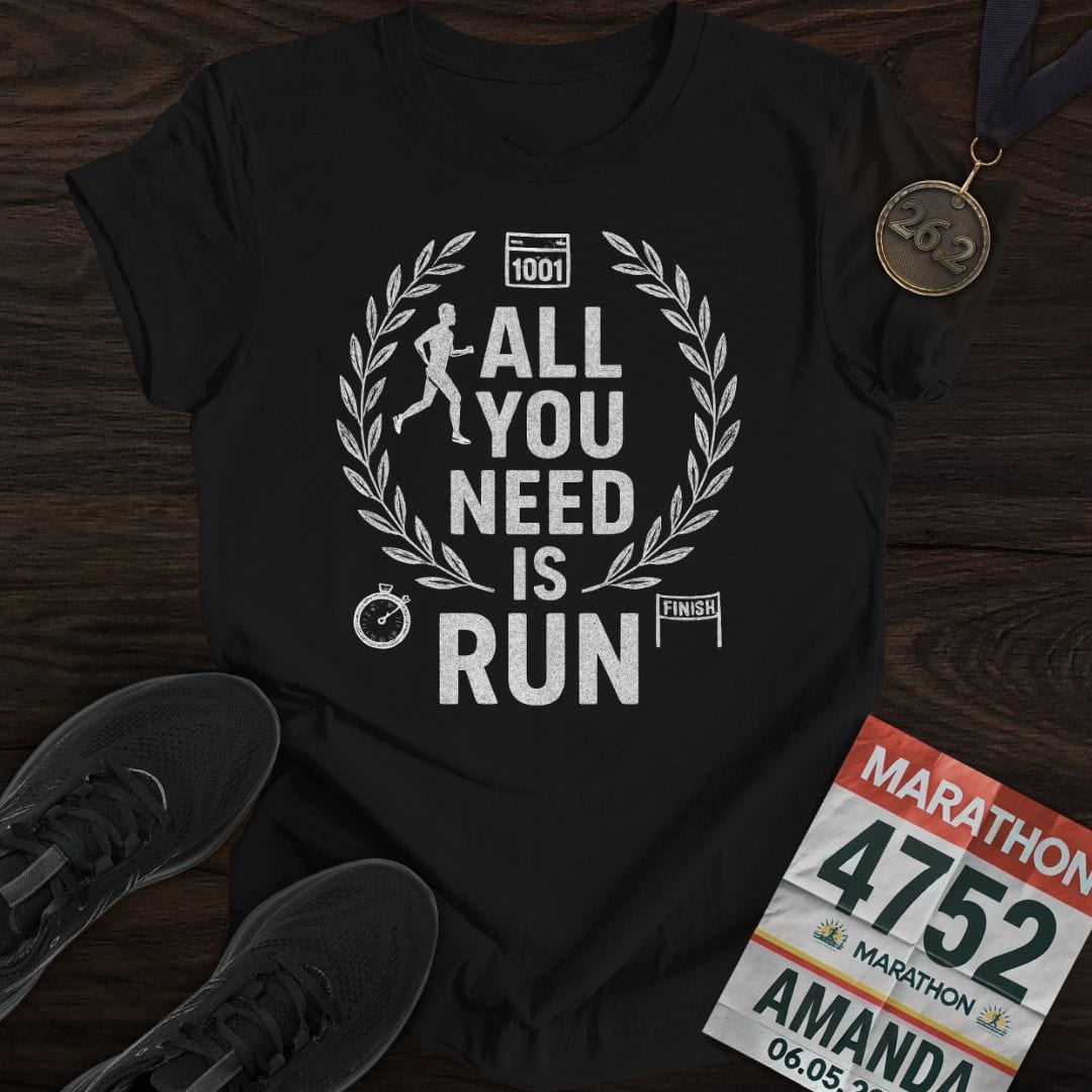 Printify T-Shirt Black / S All You Need Is Run T-Shirt