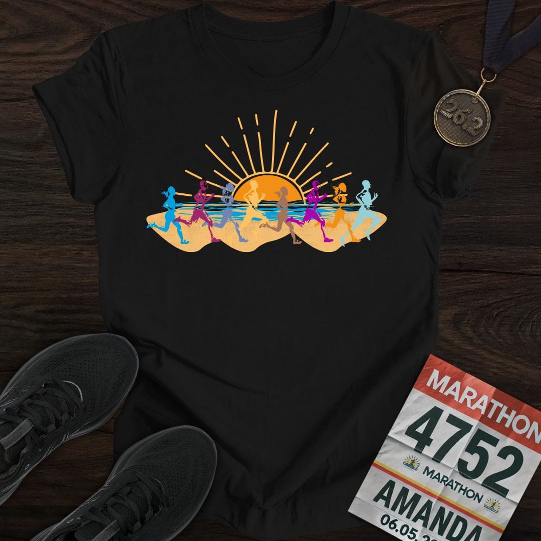 Printify T-Shirt Black / S Beach Runners T-Shirt