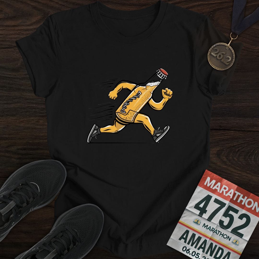 Printify T-Shirt Black / S Beer Bottle Runner T-Shirt