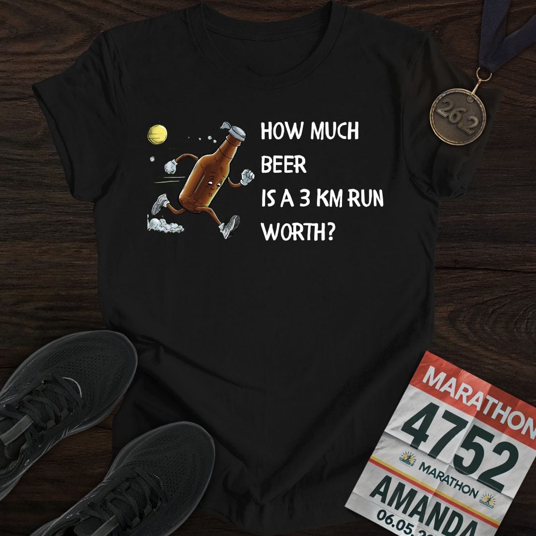 Printify T-Shirt Black / S Drink Beer Run 3KM T-Shirt