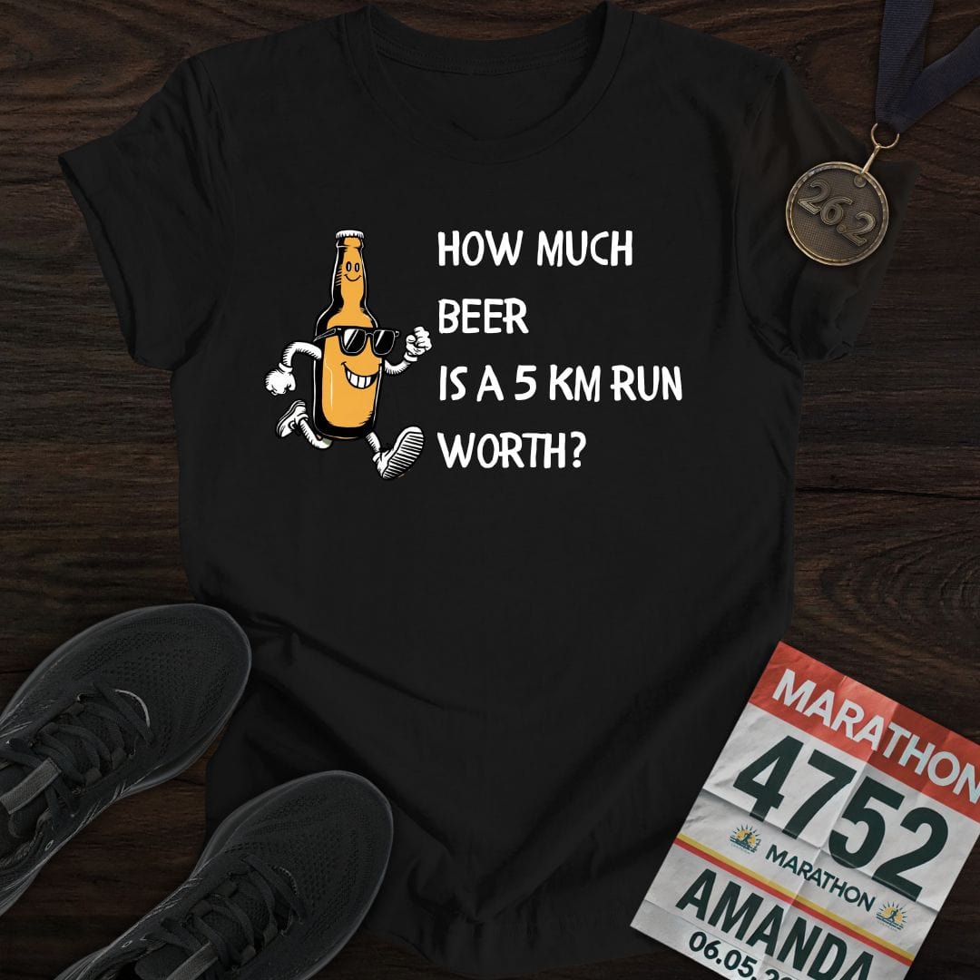 Printify T-Shirt Black / S Drink Beer Run 5KM T-Shirt