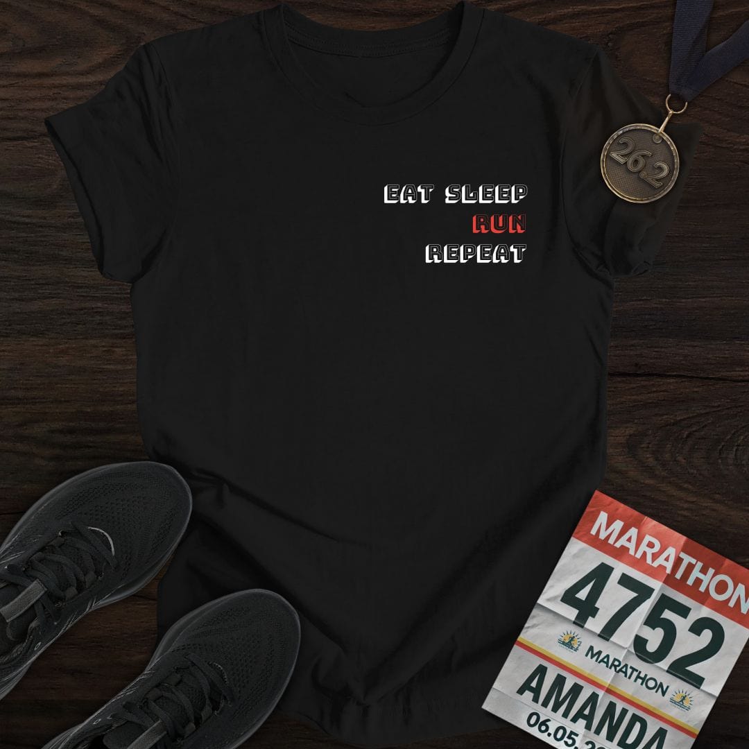 Printify T-Shirt Black / S Eat Sleep RUN Repeat T-Shirt