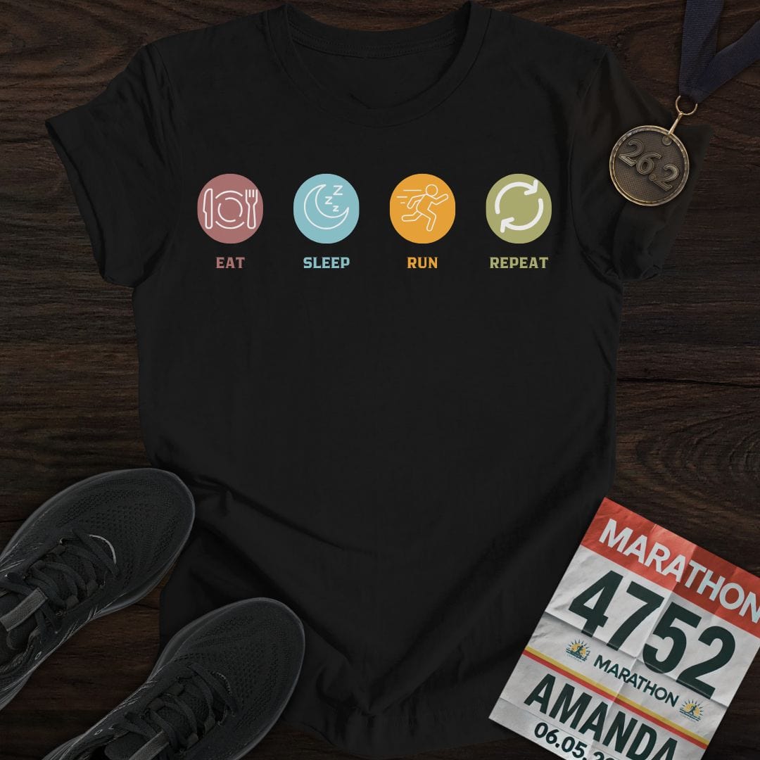 Printify T-Shirt Black / S Eat Sleep Run T-Shirt