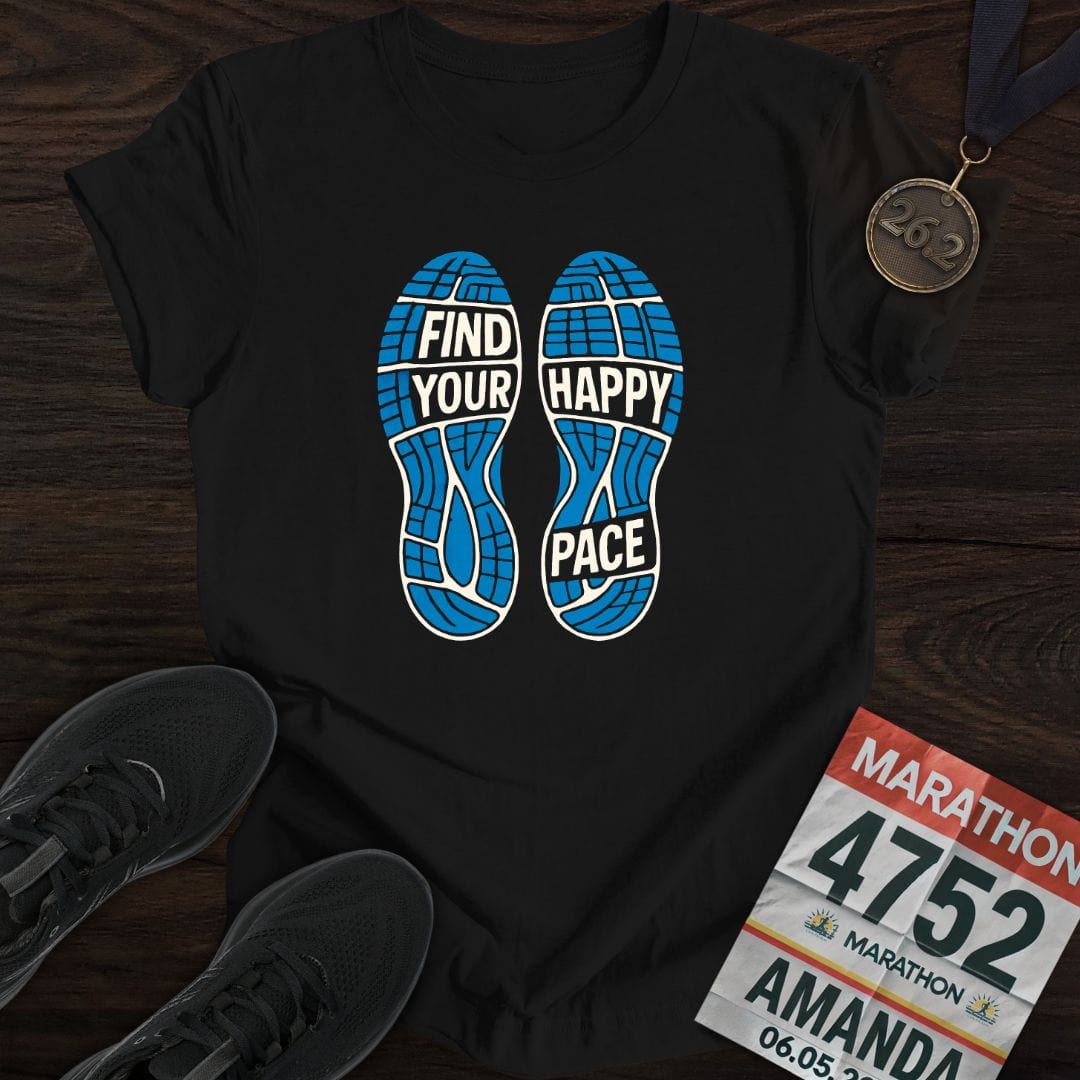 Printify T-Shirt Black / S Find Your Happy Pace -2- T-Shirt