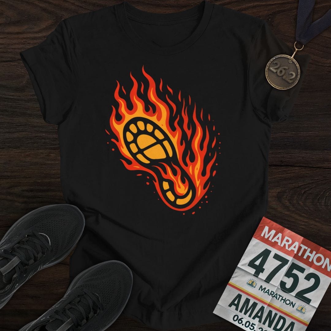 Printify T-Shirt Black / S Fire Running Shoes T-Shirt