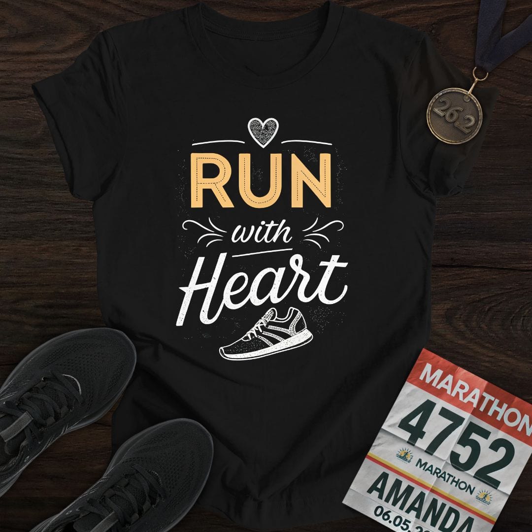 Printify T-Shirt Black / S Heart Run T-shirt