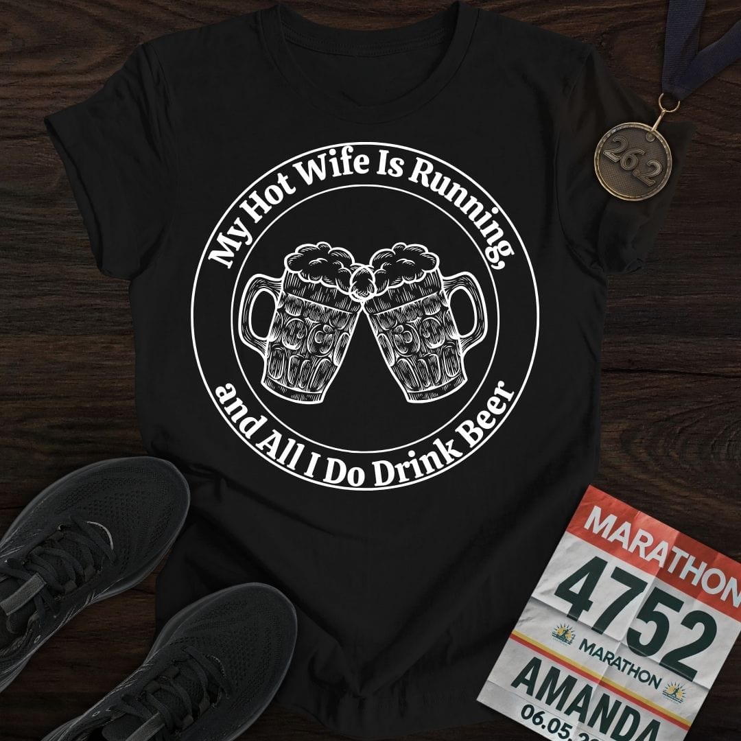 Printify T-Shirt Black / S Hot Wife is Running T-Shirt