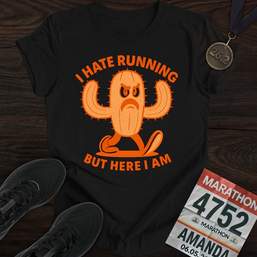 Printify T-Shirt Black / S I Hate Running -3- T-Shirt