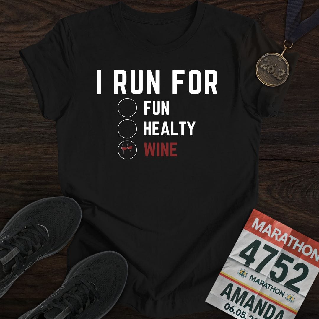 Printify T-Shirt Black / S I Run for Wine T-Shirt