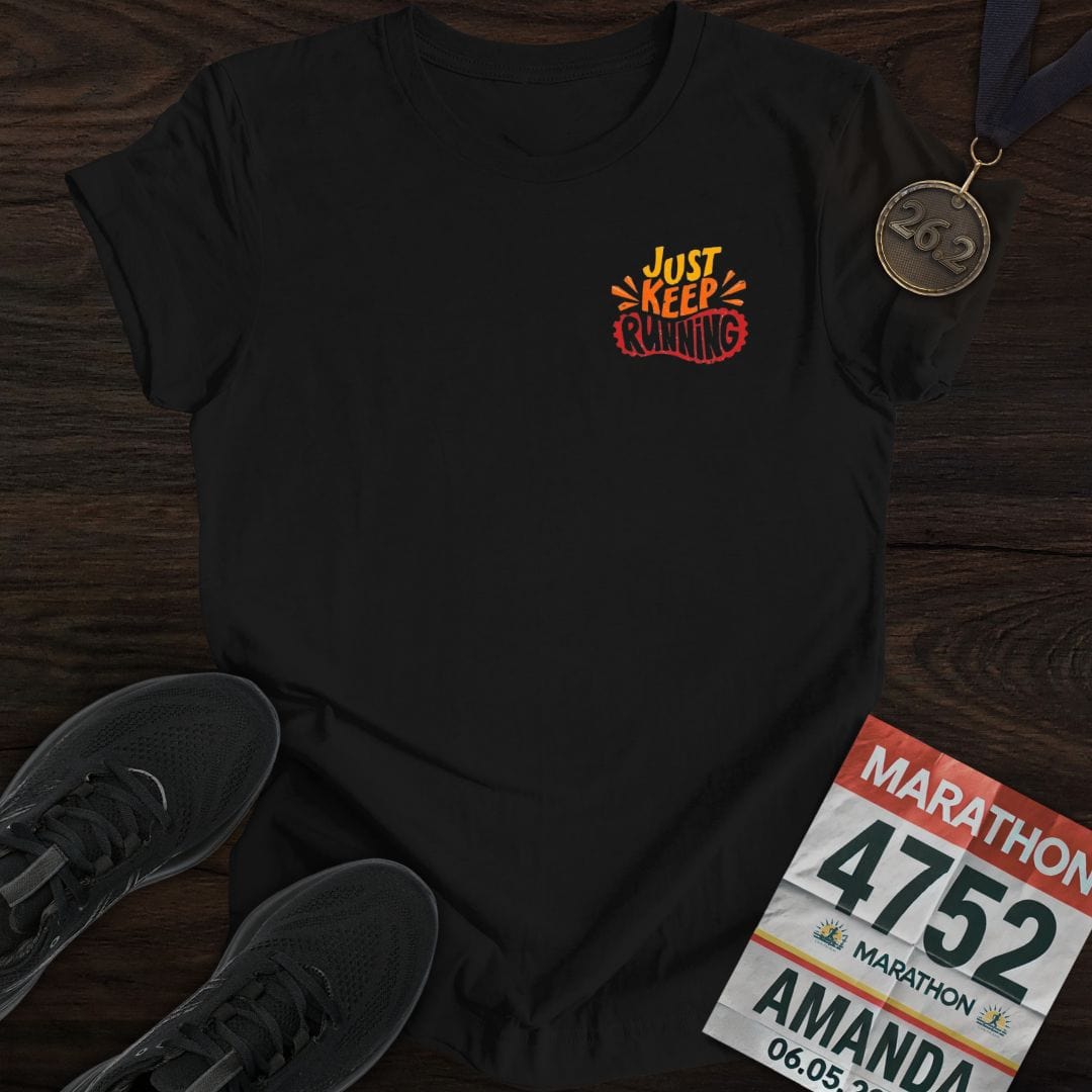 Printify T-Shirt Black / S Keep Running Shoes T-shirt