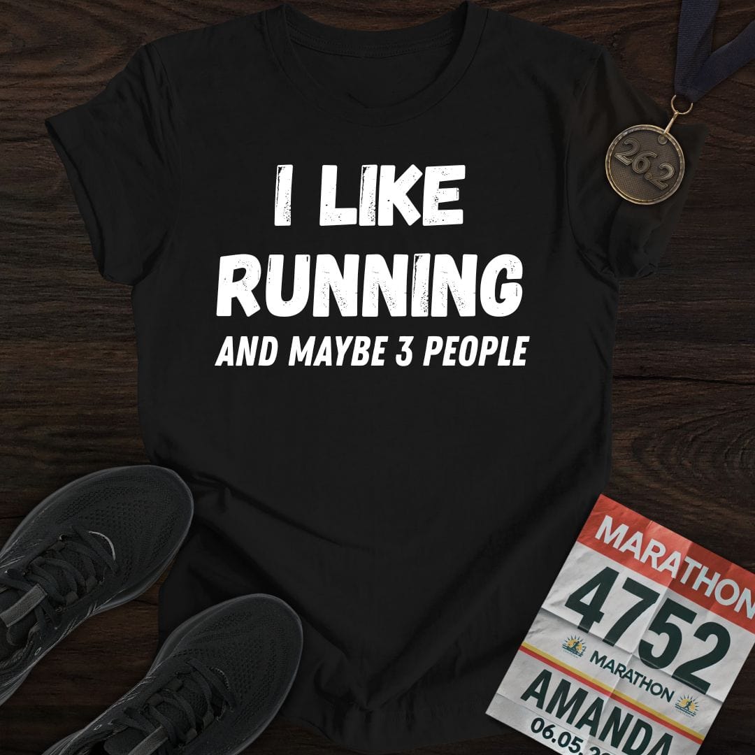 Printify T-Shirt Black / S Like Running & 3 People T-shirt