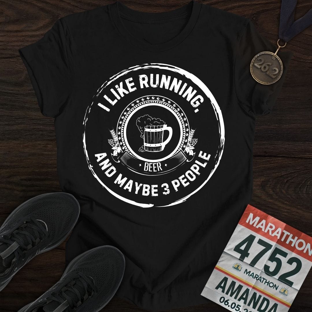Printify T-Shirt Black / S Like Running and Beer T-shirt