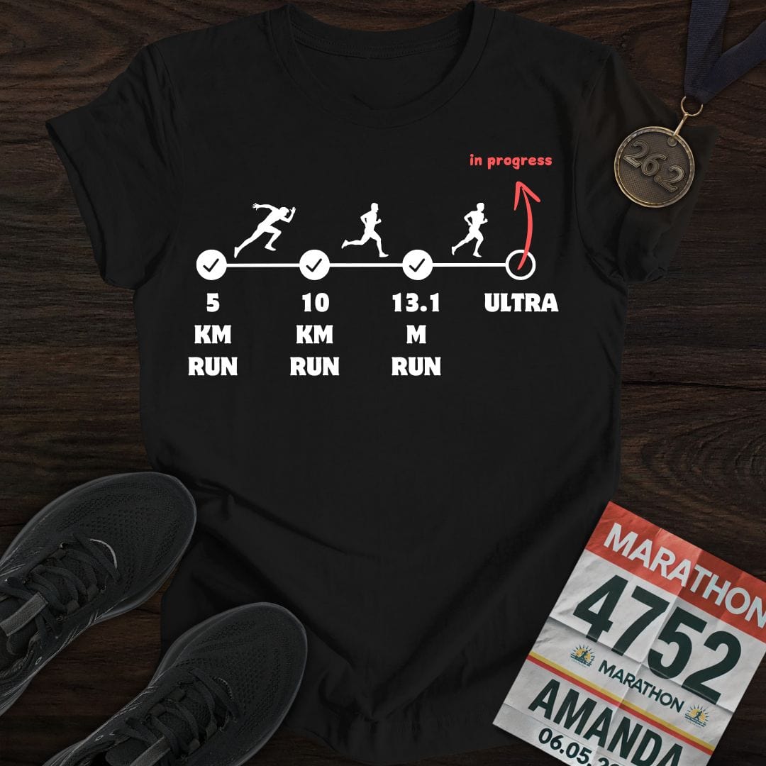 Printify T-Shirt Black / S Marathon in Progress T-Shirt