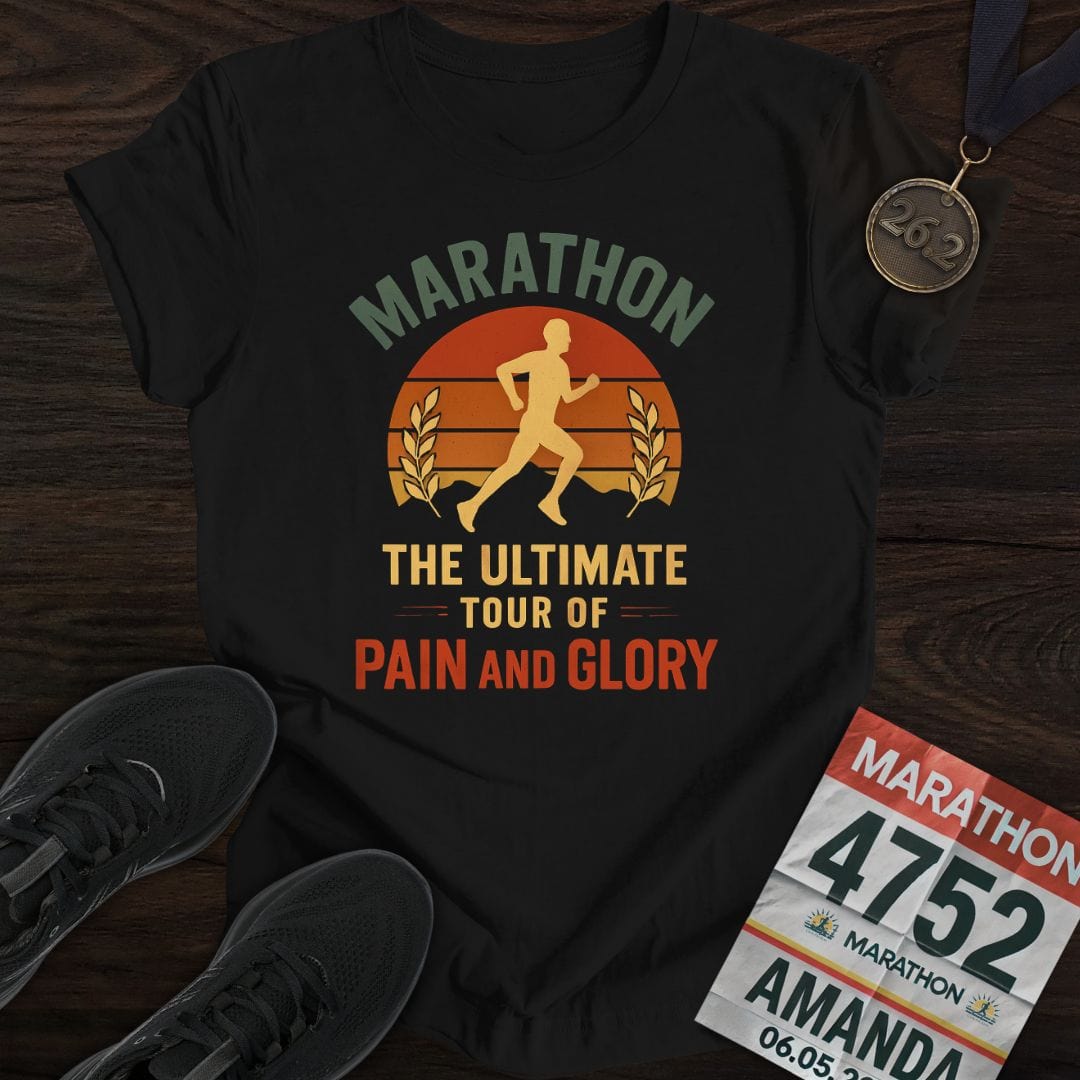 Printify T-Shirt Black / S Marathon: Pain And Glory T-shirt