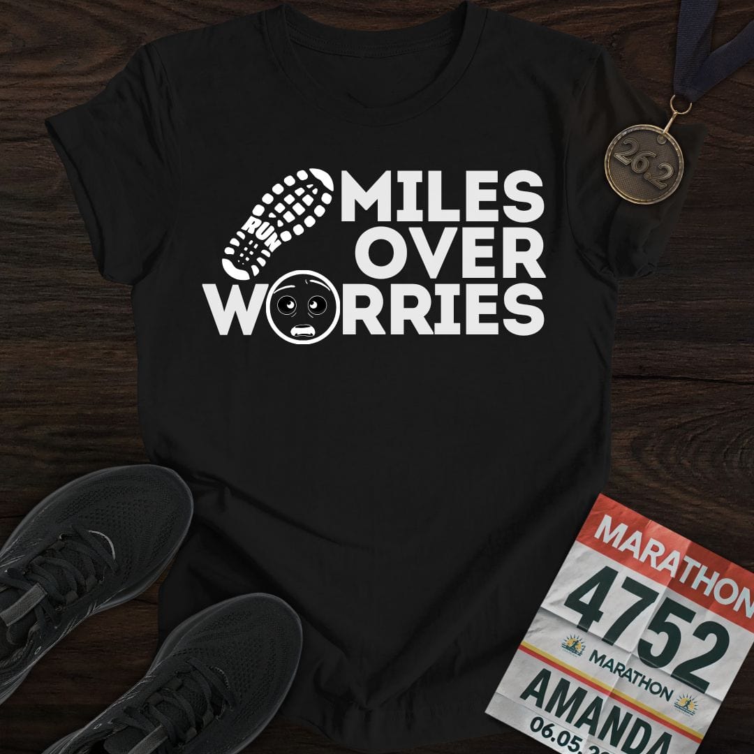 Printify T-Shirt Black / S Miles Over Worries