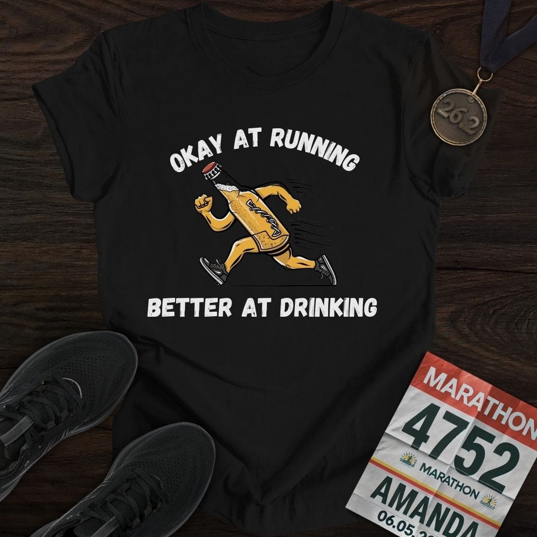Printify T-Shirt Black / S Okay at Running T-Shirt