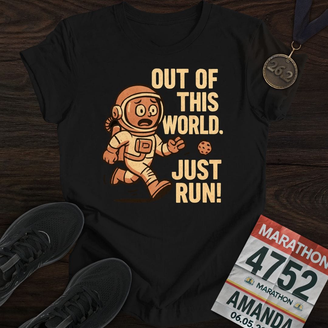 Printify T-Shirt Black / S Out of This World, Just Run -2- T-shirt