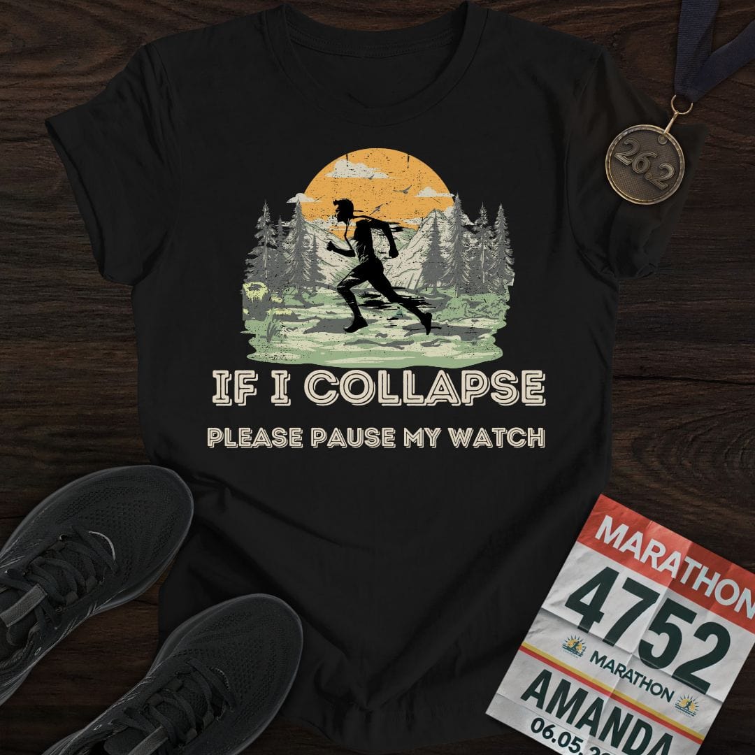 Printify T-Shirt Black / S Please Pause My Watch