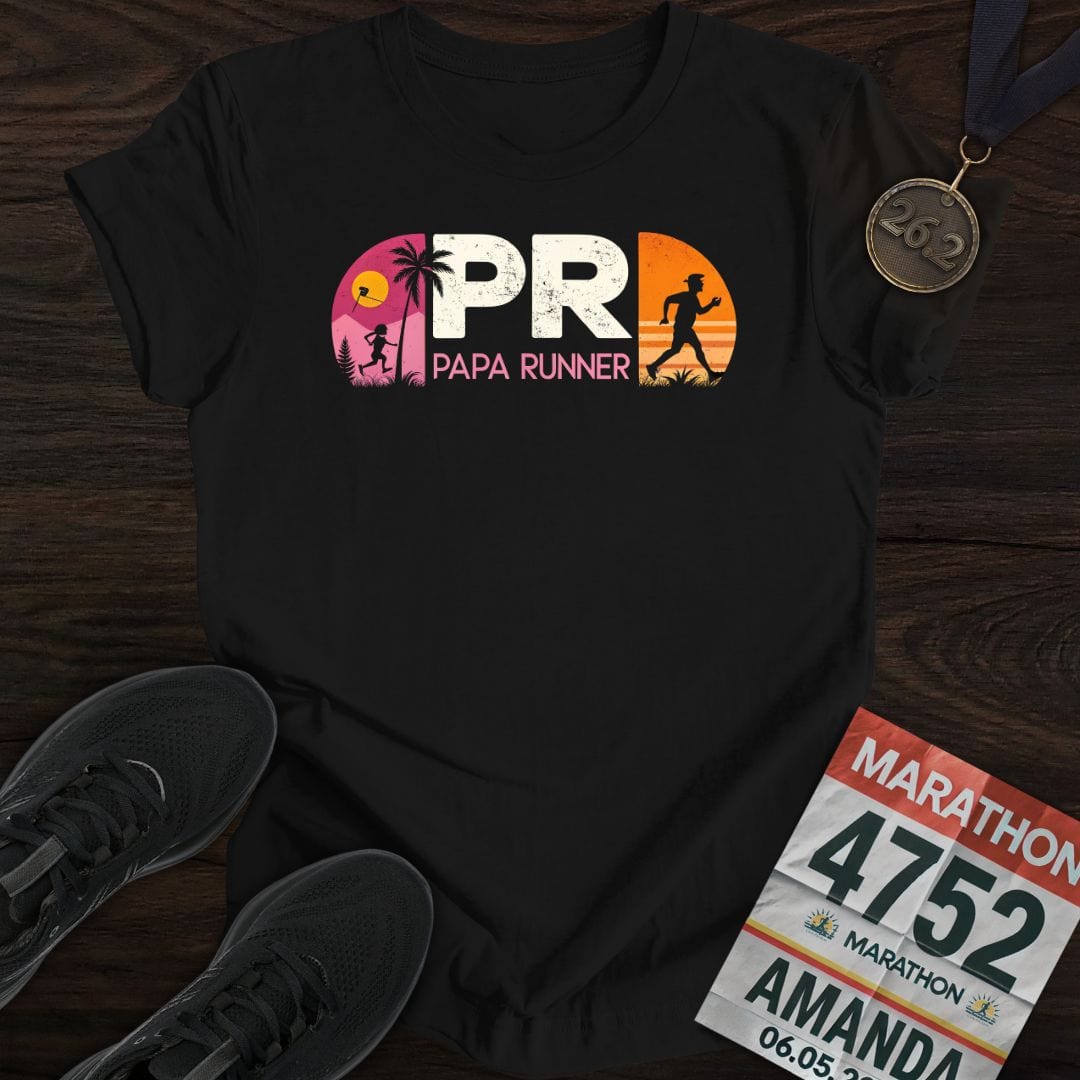 Printify T-Shirt Black / S PR: Papa Runner -1- T-shirt