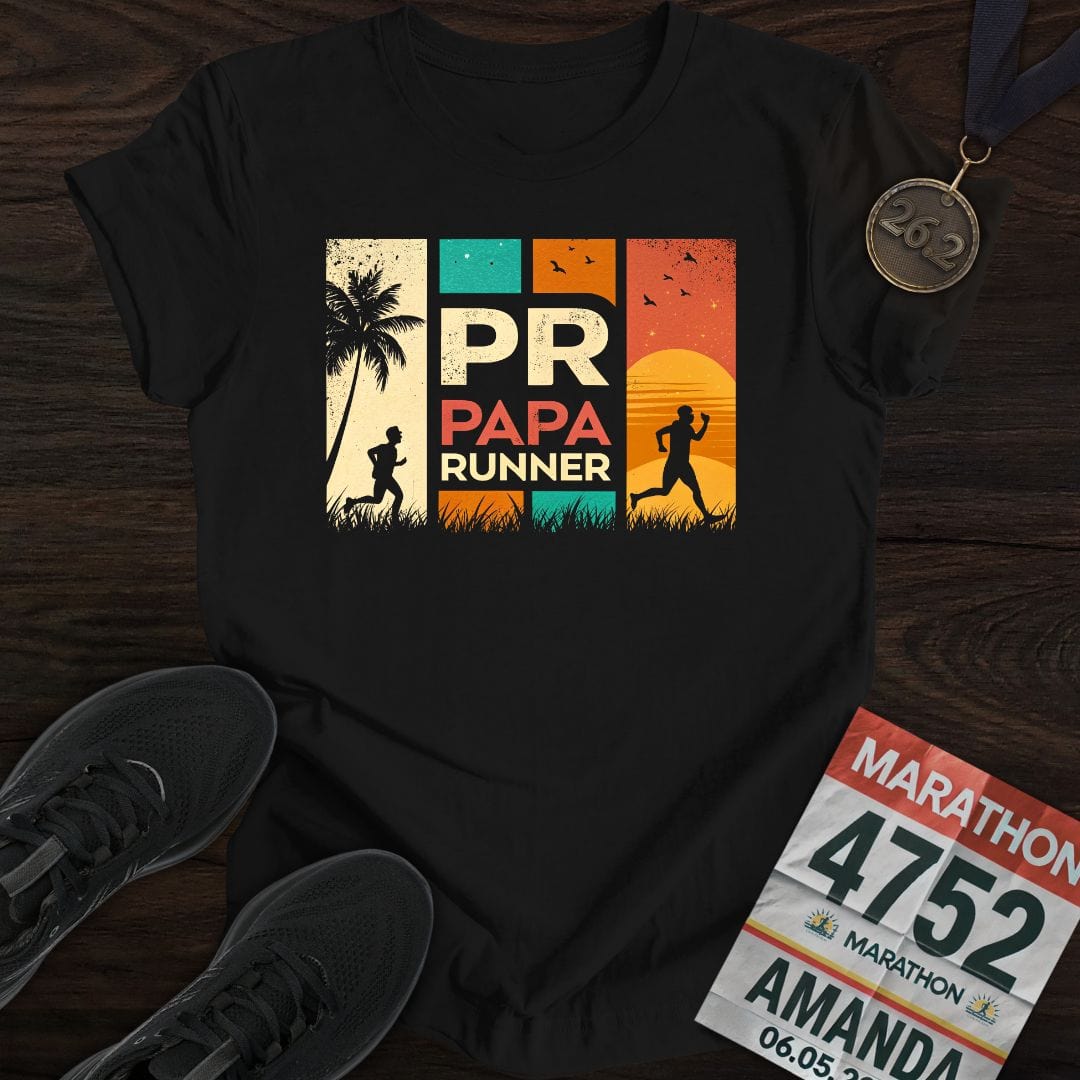 Printify T-Shirt Black / S PR: Papa Runner -2- T-shirt
