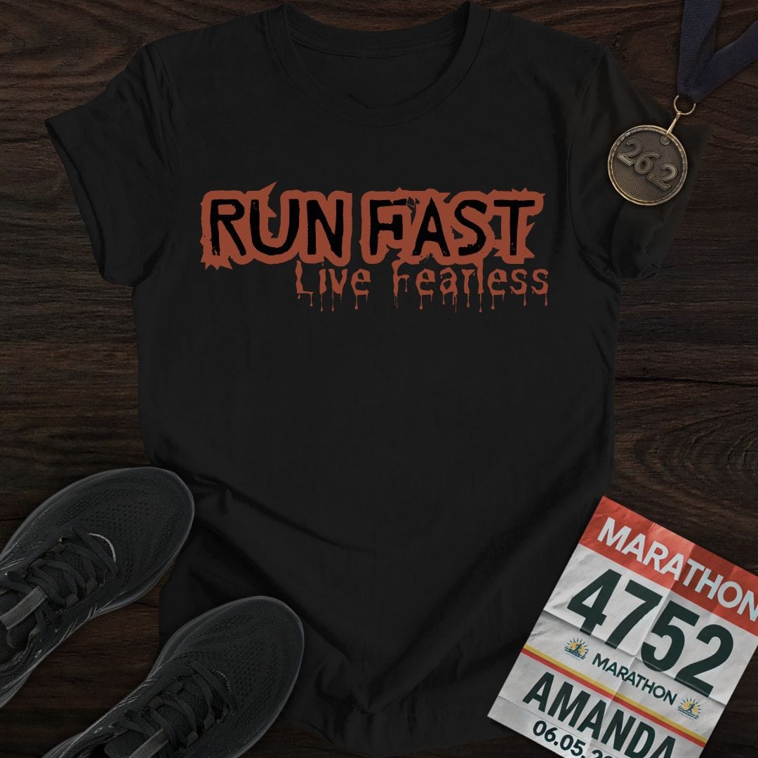 Printify T-Shirt Black / S Run Fast Live Fearless T-Shirt