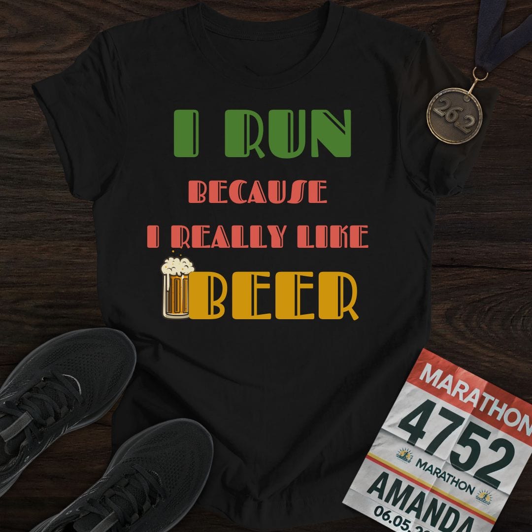 Printify T-Shirt Black / S Run For Beer T-Shirt