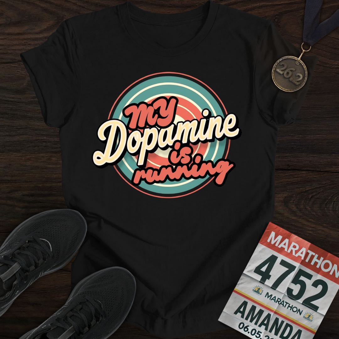 Printify T-Shirt Black / S Run For Dopamine -3- T-shirt