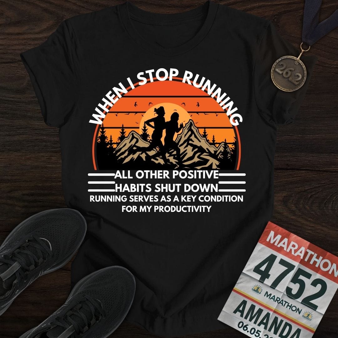 Printify T-Shirt Black / S Run For Positive Habits T-shirt