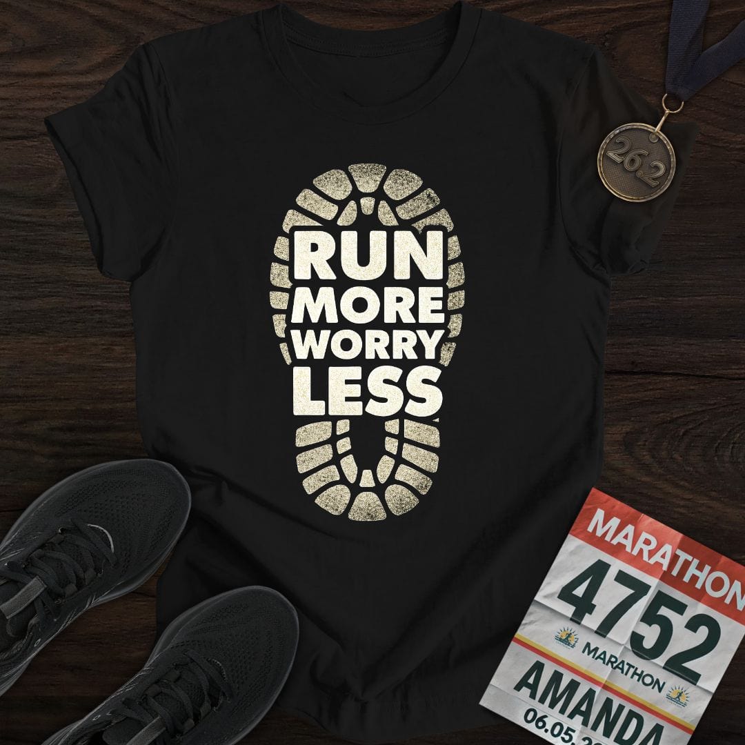 Printify T-Shirt Black / S Run More Worry Less -2- T-Shirt