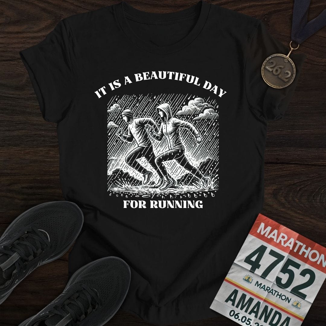 Printify T-Shirt Black / S Run Rainy Day T-Shirt