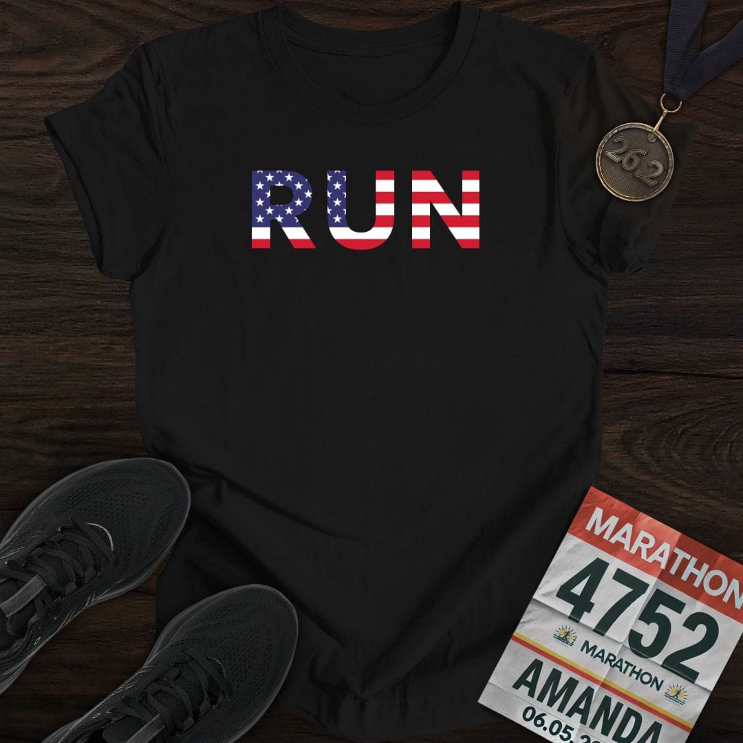 Printify T-Shirt Black / S Run USA T-Shirt