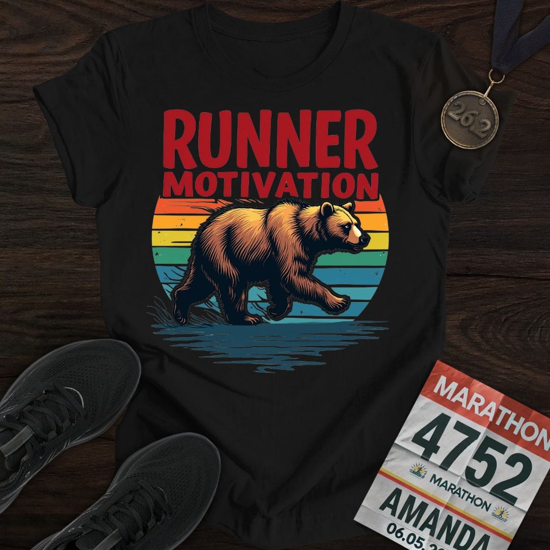 Printify T-Shirt Black / S Runner Bear Motivation T-shirt