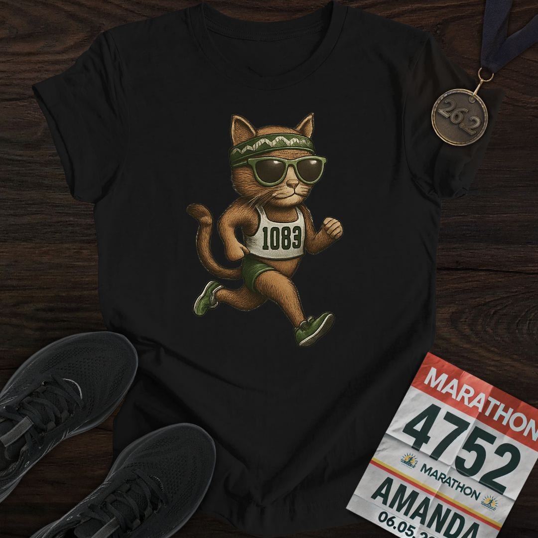 Printify T-Shirt Black / S Runner Cat T-Shirt
