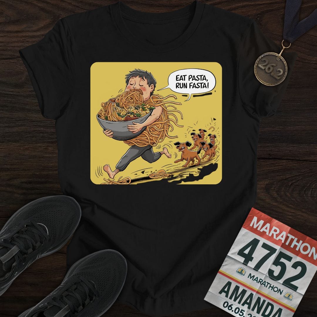 Printify T-Shirt Black / S Runner Pasta T-Shirt