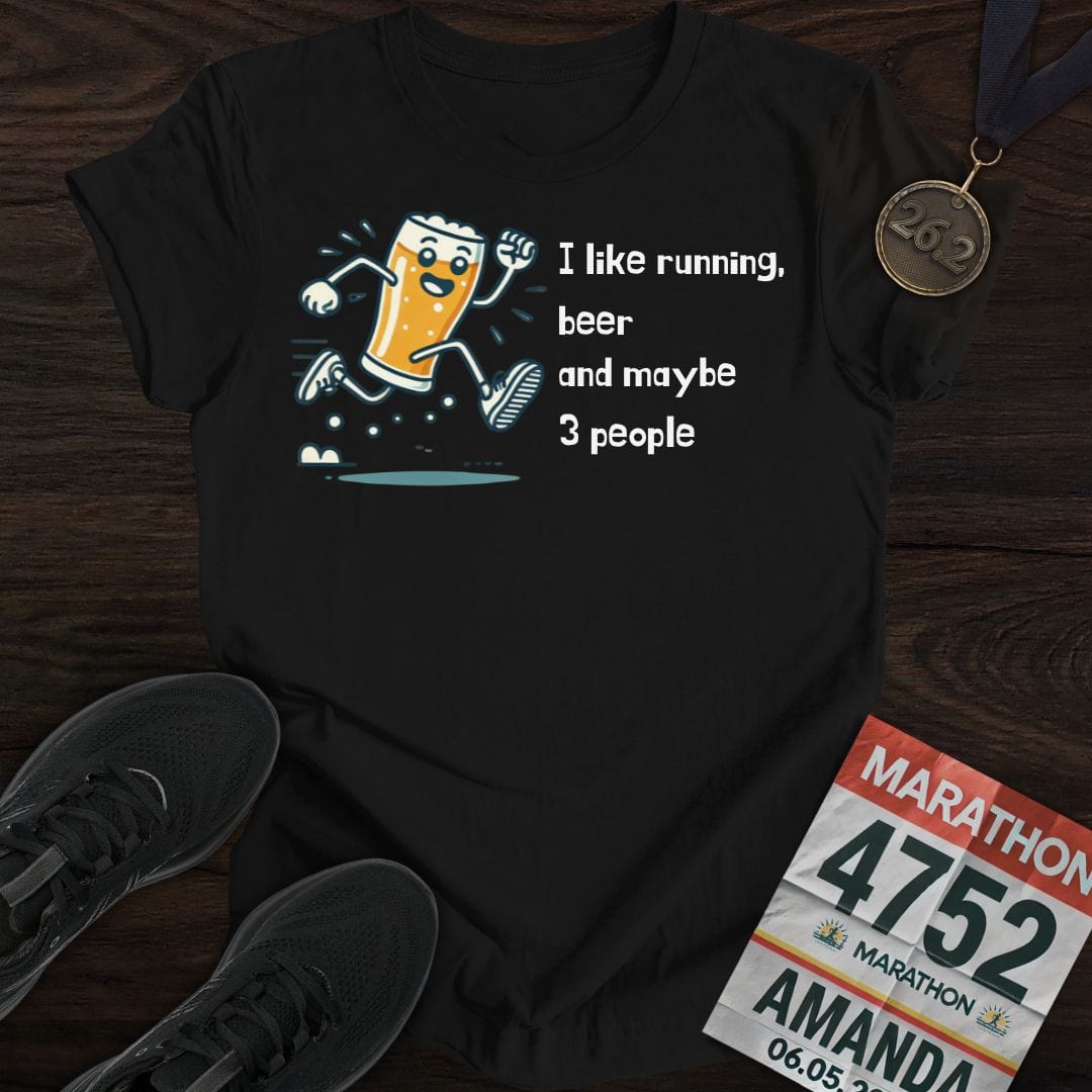 Printify T-Shirt Black / S Running & 3 People T-Shirt