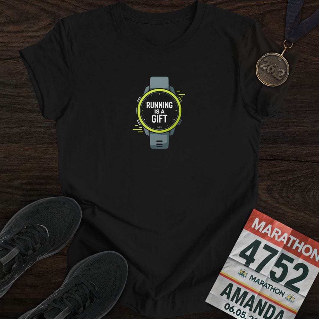 Printify T-Shirt Black / S Running is a gift T-Shirt