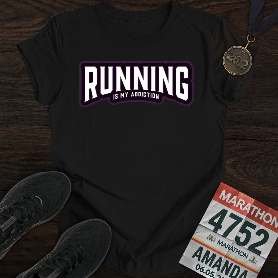 Printify T-Shirt Black / S Running is my addiction -2- T-shirt