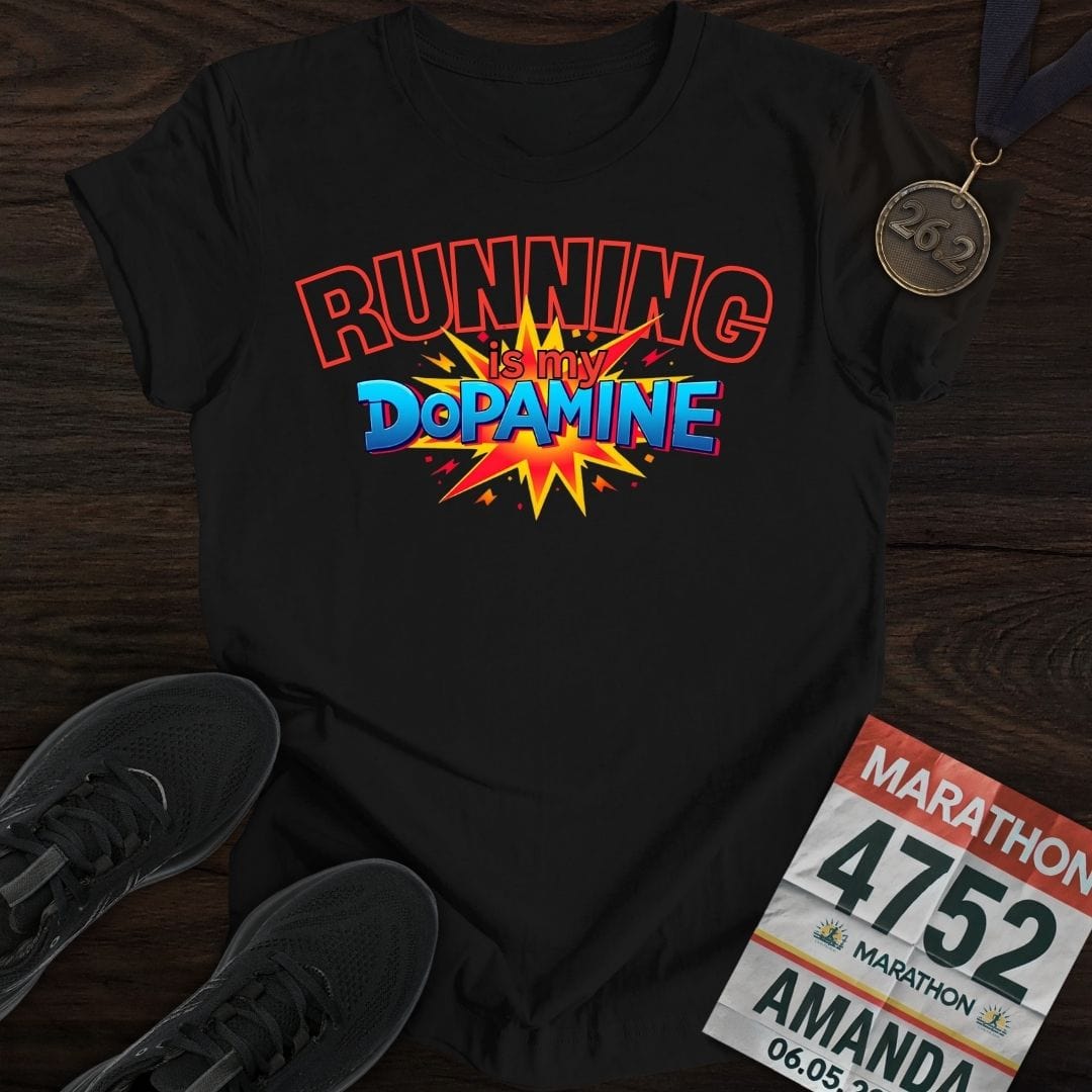 Printify T-Shirt Black / S Running Is My Dopamine T-shirt