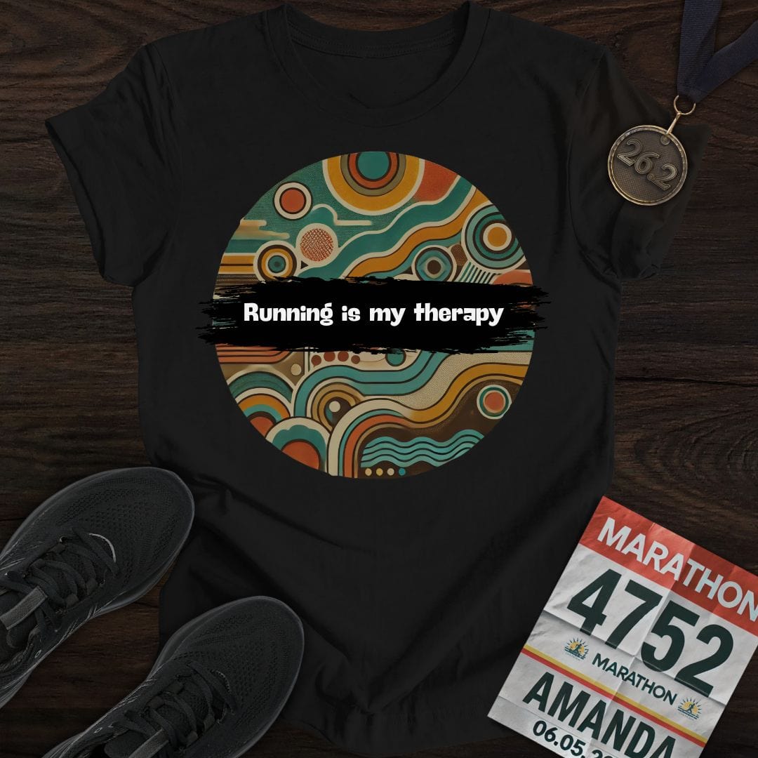 Printify T-Shirt Black / S Running is My Therapy T-Shirt