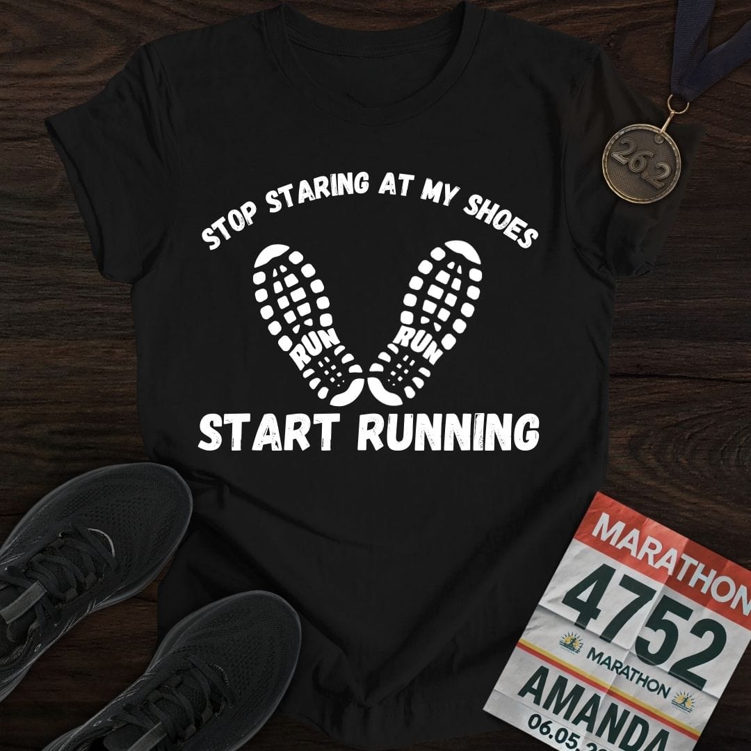 Printify T-Shirt Black / S Stop Staring At My Shoes T-shirt