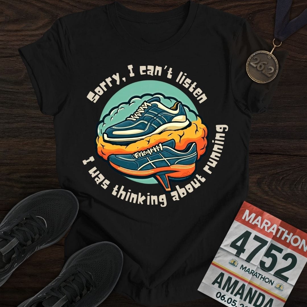 Printify T-Shirt Black / S Thinking About Running T-shirt