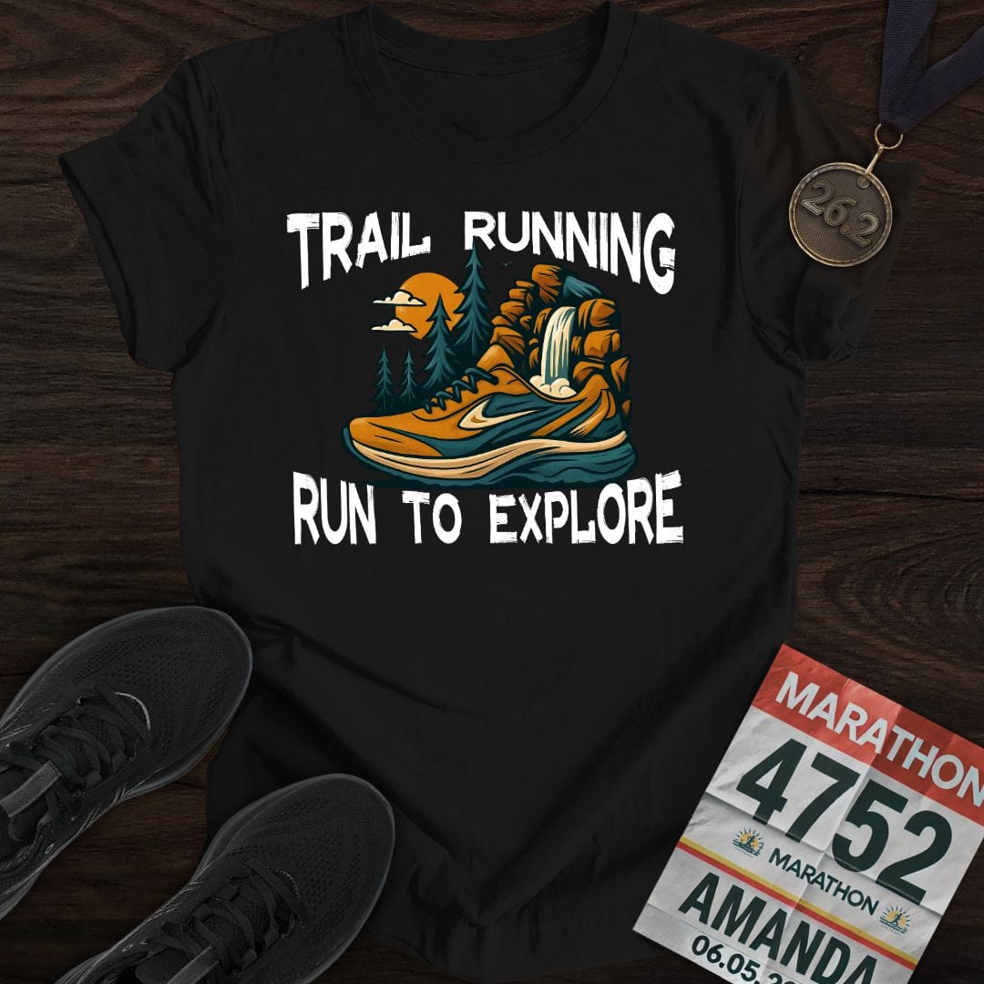 Printify T-Shirt Black / S Trail Running / Run To Explore T-Shirt