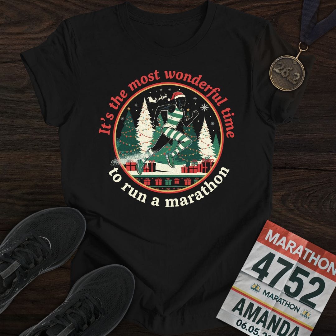 Printify T-Shirt Black / S Wonderful Time To Run A Marathon T-Shirt