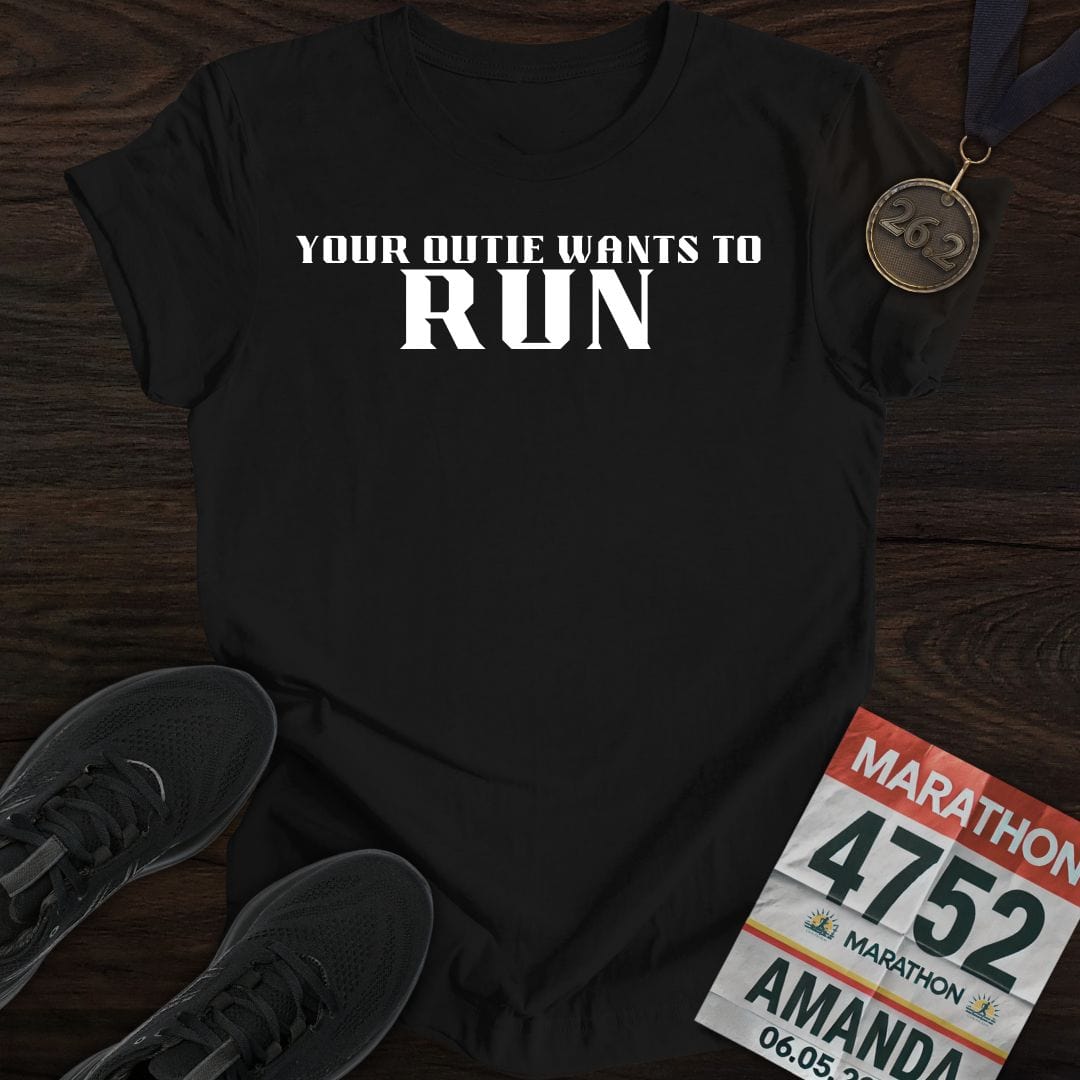 Printify T-Shirt Black / S Your Outie Wants to Run T-shirt