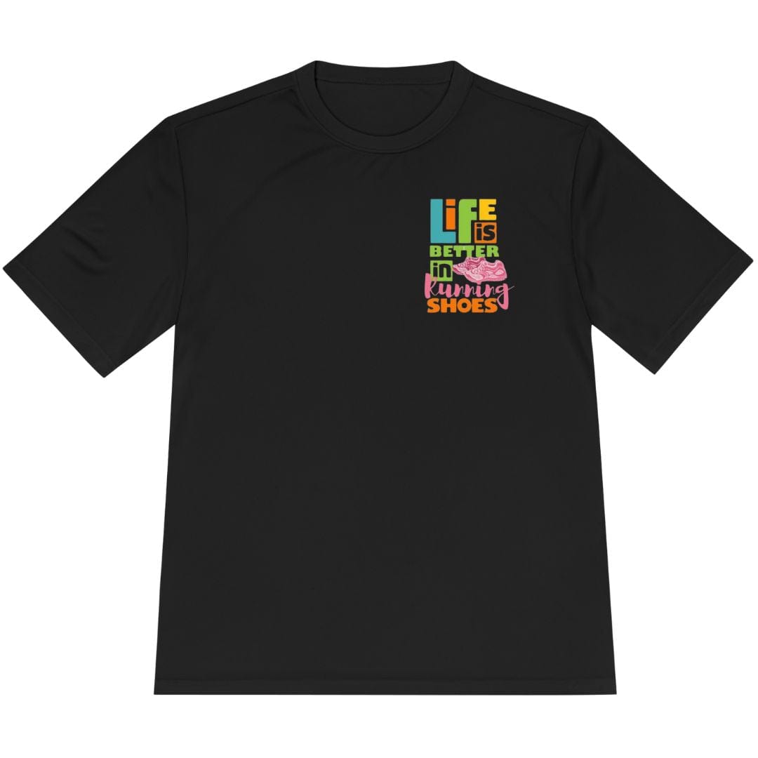 Printify T-Shirt Black / XS Life Is Better In Running Shoes T-Shirt / Pro