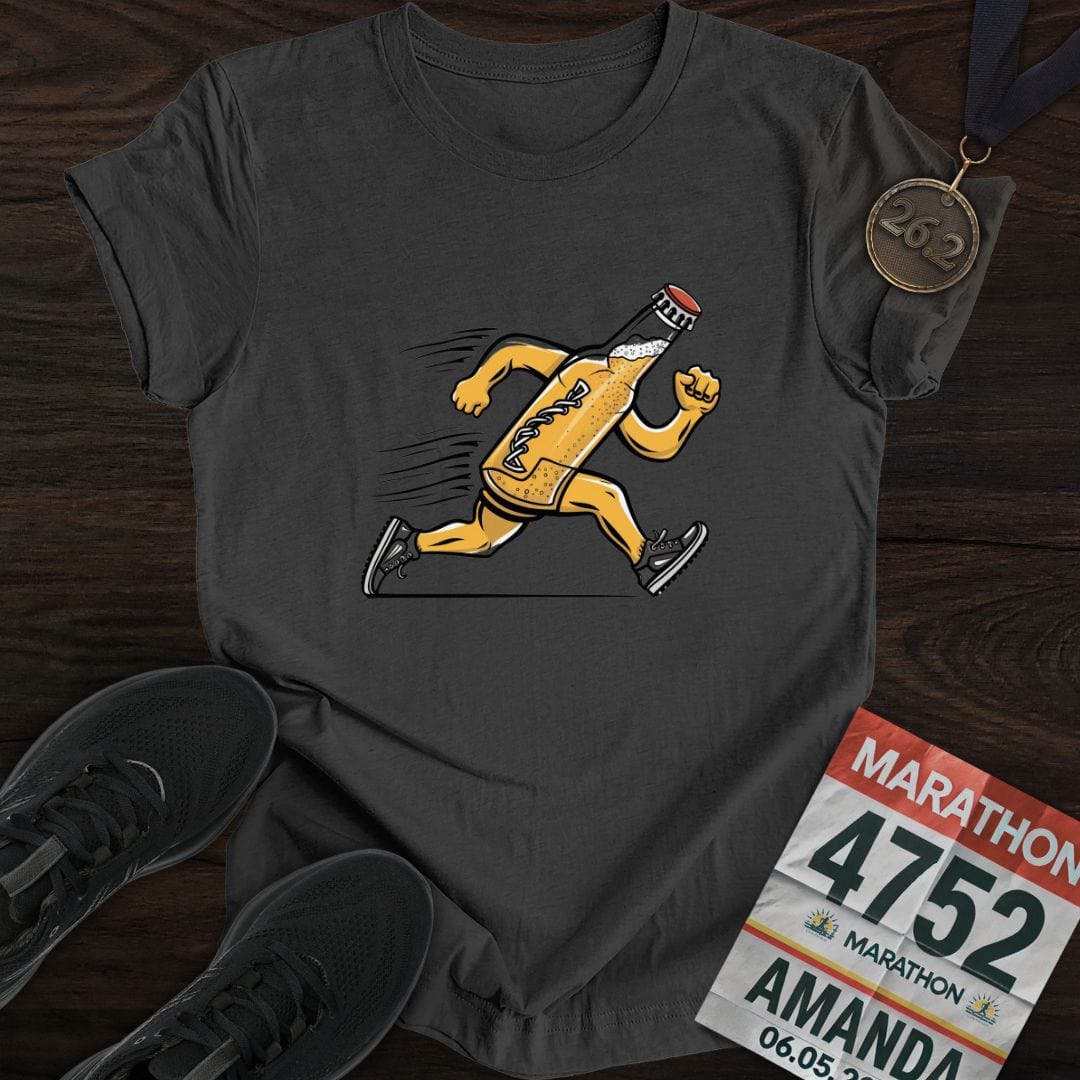 Printify T-Shirt Dark Heather / S Beer Bottle Runner T-Shirt