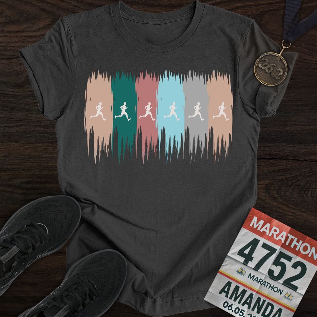 Printify T-Shirt Dark Heather / S Colorful Runner T-Shirt