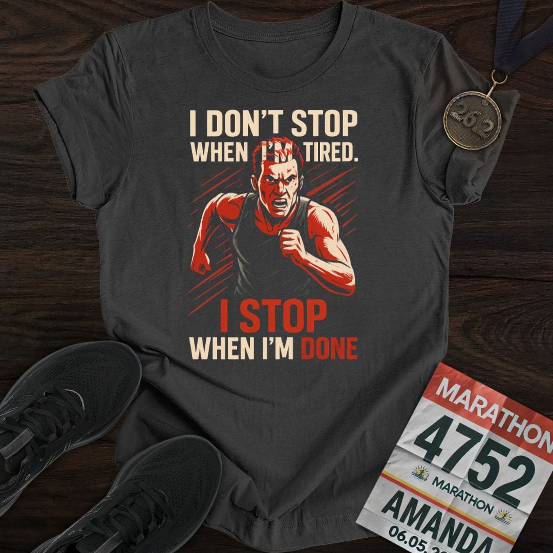 Printify T-Shirt Dark Heather / S Don't Stop Run! T-Shirt